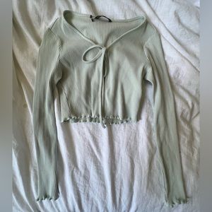 Green Front-tie Top